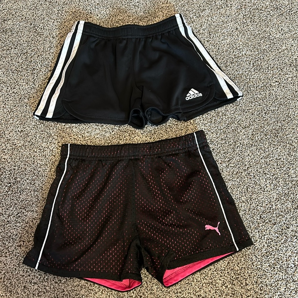 Adidas and Puma girls athletic shorts
